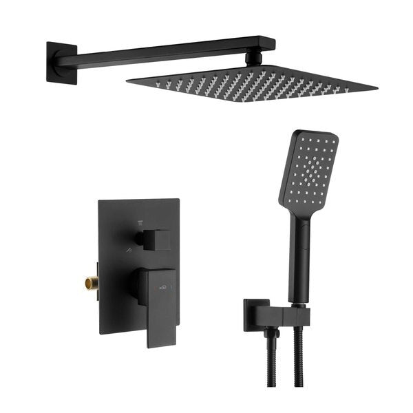 Cube Pressure Balanced 2-Function Shower System with Rough-In Valve,  Matte Black