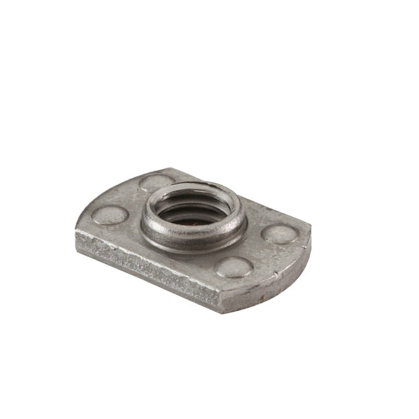 Tab Weld Nut,  3/8"-16,  Steel,  0.655 in Wd,  0.999 in Lg,  0.13 in Ht,  1000 PK