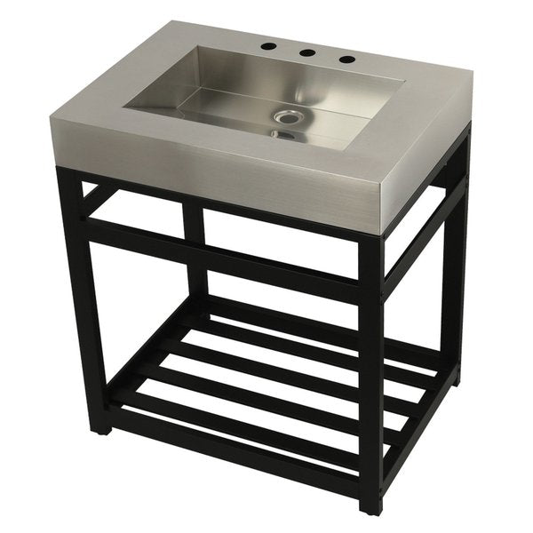 KVSP3122A0 31" Stainless Steel Sink W/ Steel Console Sink Base, / Black