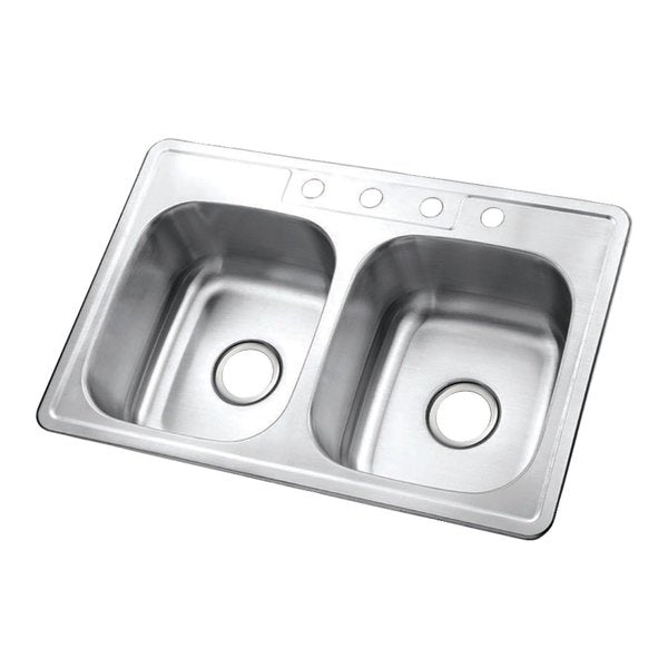 GKTD33226 Drop-in Double Bowl Kitchen Sink,  Brushed