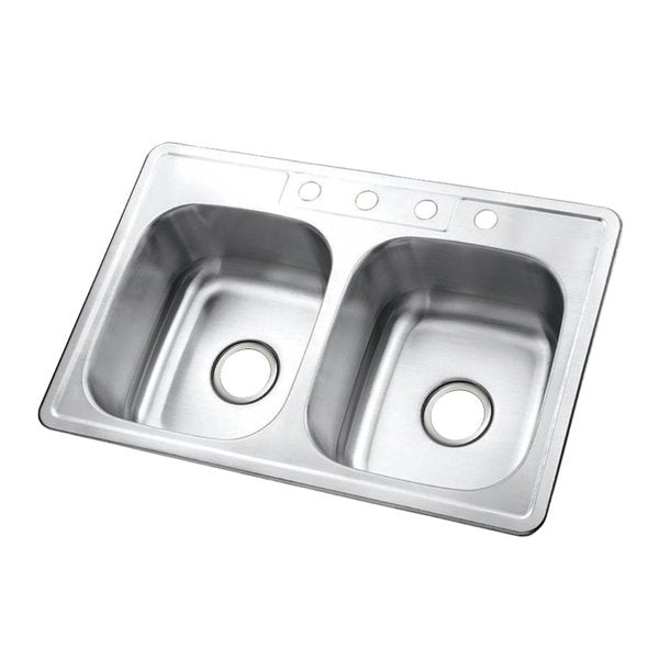 GKTD33227 Drop-in Double Bowl Kitchen Sink,  Brushed