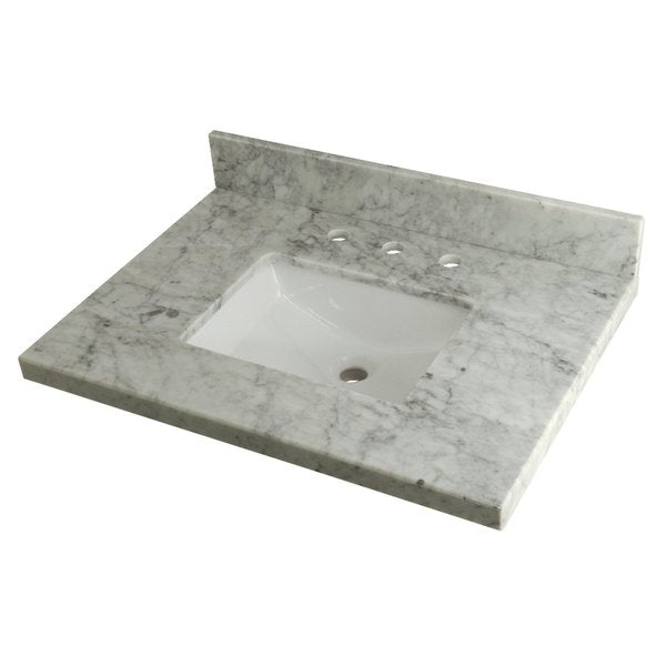 30" X 22" Marble Vanity Top W/ Square Undermount Sink,  Marble