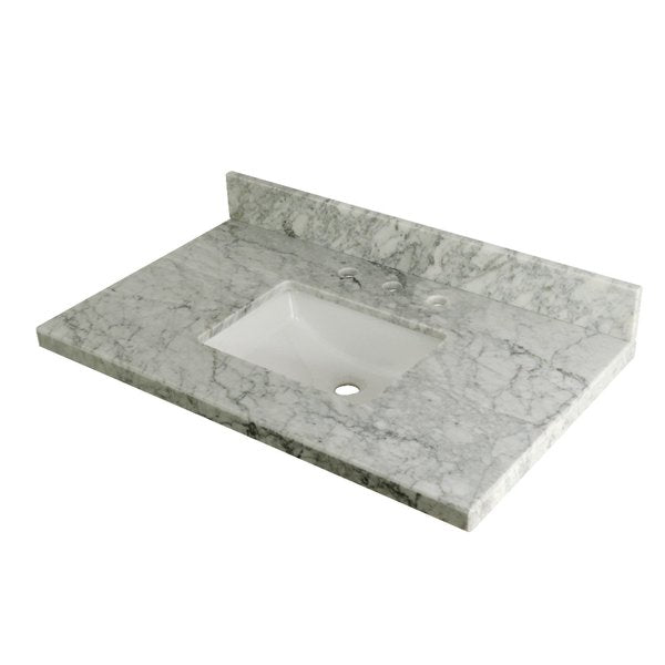 36" X 22" Marble Vanity Top W/ Square Undermount Sink,  Marble