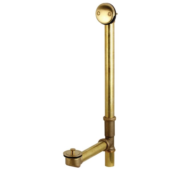 DLL3187 18" Tub Waste & Overflow W/ Lift & Lock Drain,  20 Gauge,  Brass