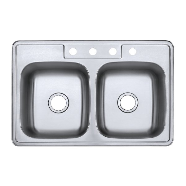 GKTD33228 Drop-in Double Bowl Kitchen Sink,  Brushed