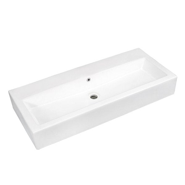 39Inch x 17Inch Rectangular Vessel Sink,  White