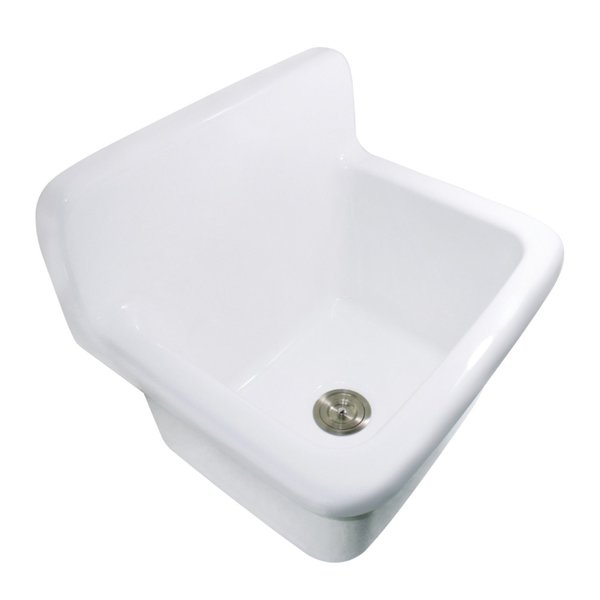 22 Ceramic Wall Mount Single Bowl Utility Sink,  White