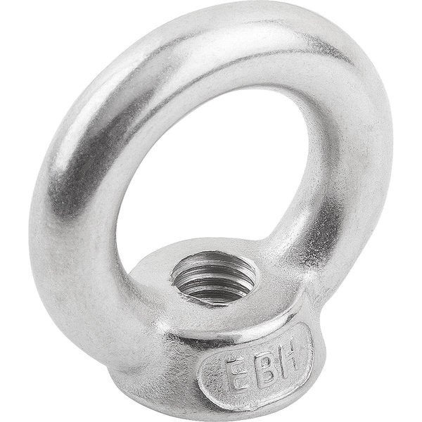 Round Eye Nut,  M12 Thread Size,  11 mm Thread Lg,  Stainless Steel