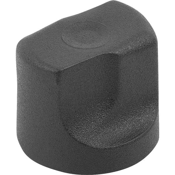 Grip Nut Size:2 D=M04 D1=20 H=18, 5,  Form:K Plastic,  Black Ral7021,  Comp:Stainless Steel,  Comp:Bright