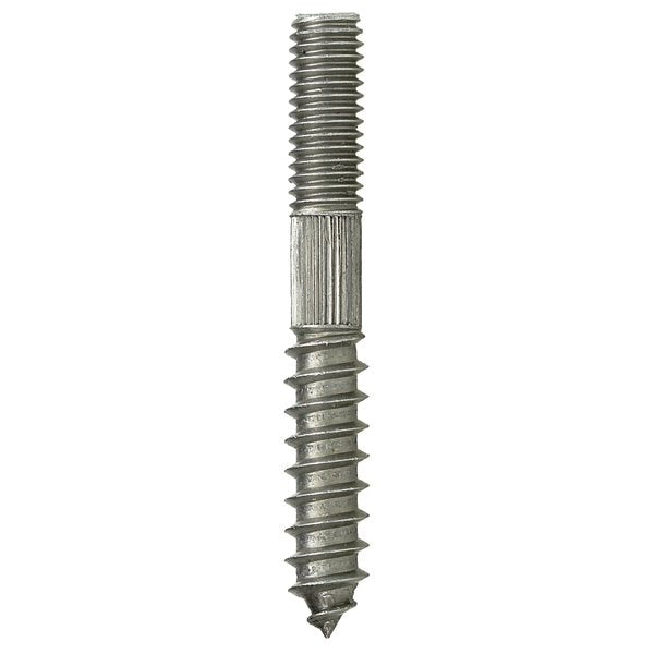 Hanger Bolt,  3/8 in Thread to 3 in,  Carbon Steel,  Zinc Plated Finish,  100 PK