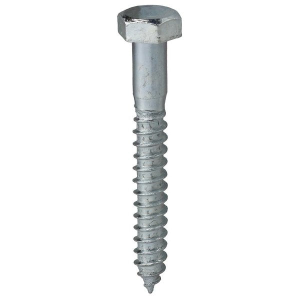 Lag Screw,  3/8 in,  3 in,  Steel,  Zinc Plated Hex Hex Drive,  100 PK