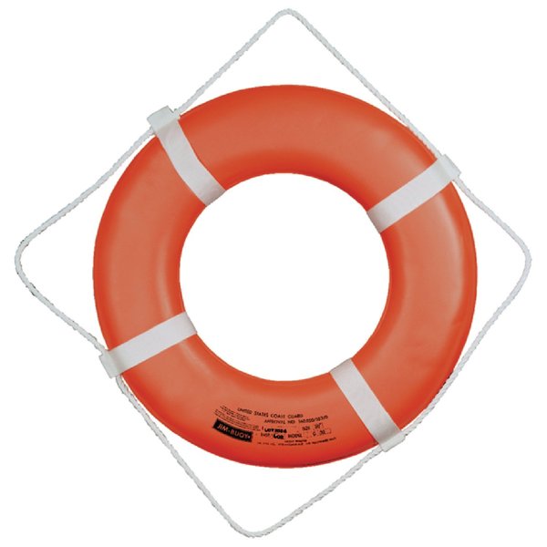 Jim-Buoy Closed Cell Foam U.S.C.G. Approved Life Ring With Webbing Straps