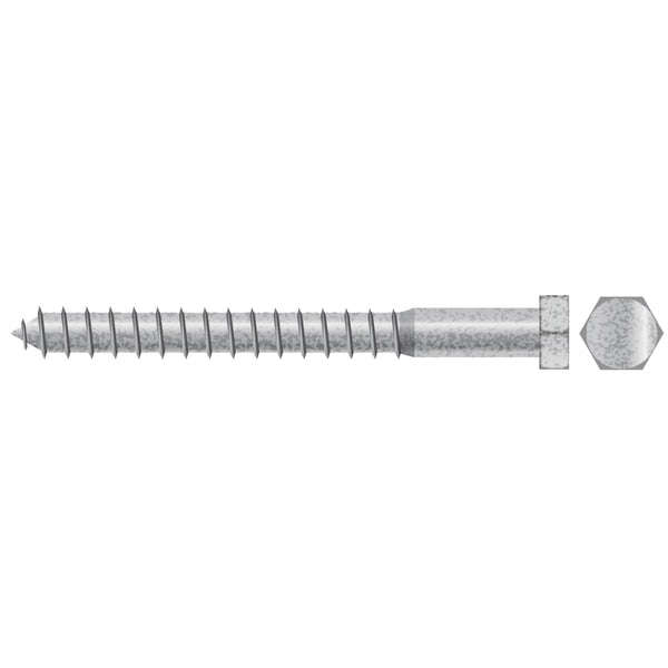 Lag Screw,  5/16 in,  5 in,  Hot Dipped Galvanized Hex