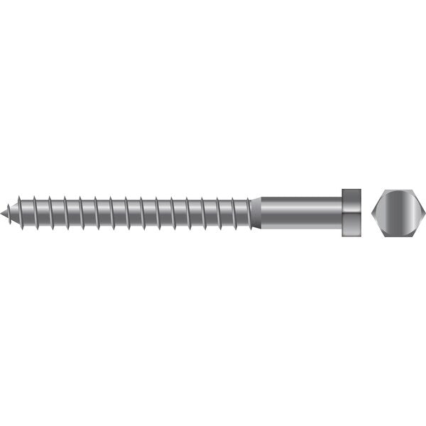 Lag Screw,  3/8 in,  2 in,  18-8 Stainless Steel,  Hex