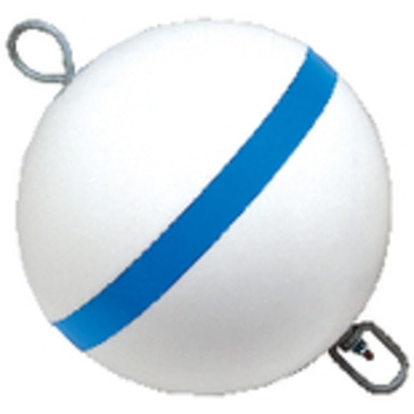 Traditional Sur-Moor Mooring Buoy - White w Blue Reflective Striping