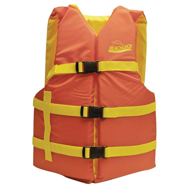 Type III Boat Vest - Orange/Yellow,  Adult Universal,  90 lbs. & Up