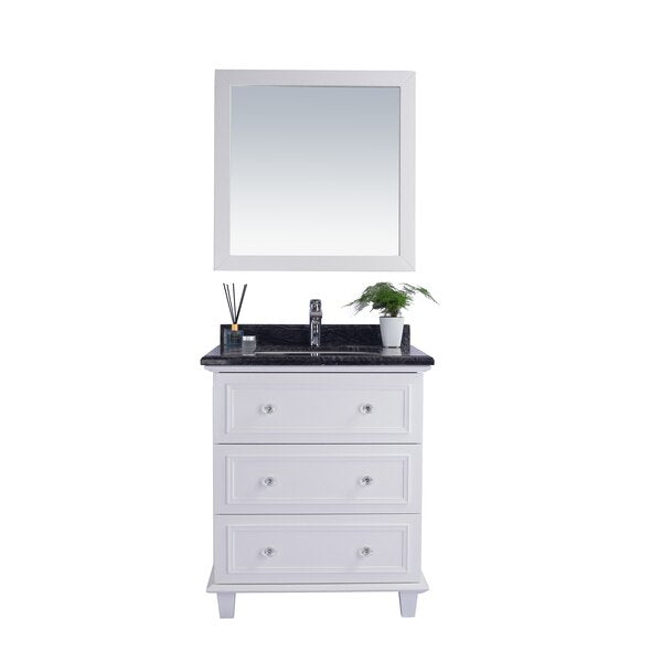 Luna,  30,  White Cabinet & Black Wood Counter