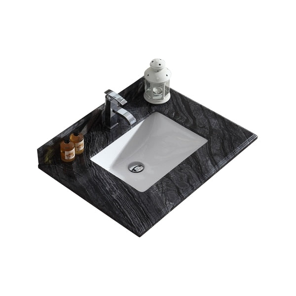 Black Wood Countertop,  30",  Single Hole with Rectangle Sink