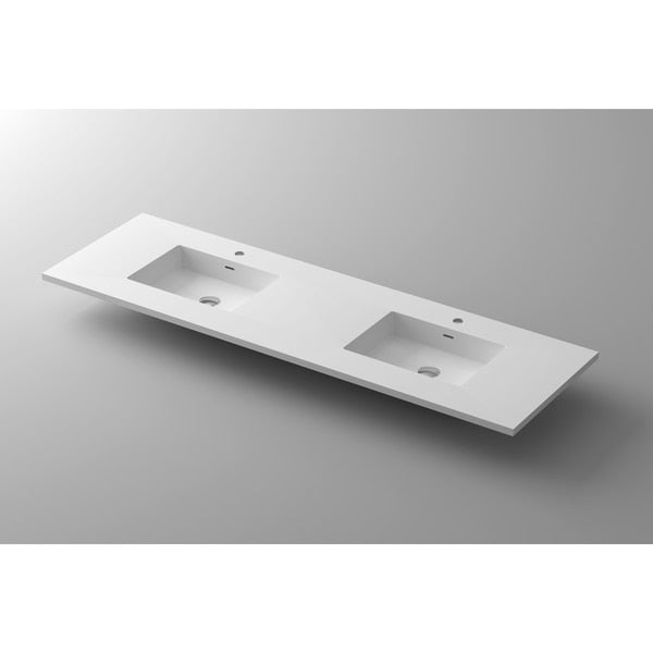 VIVA Stone 72" Double Sink Matte White,  Solid Surface Countertop