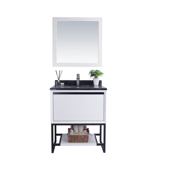 Alto 30,  White Cabinet & Black Wood Countertop