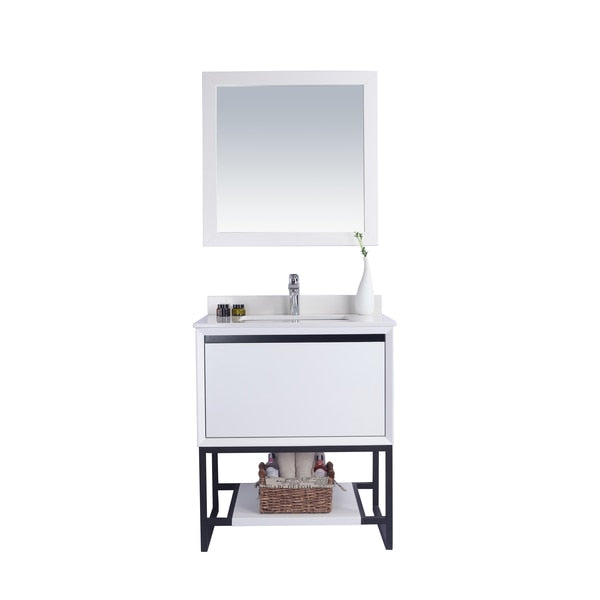 Alto 30,  White Cabinet & White Quartz Countertop