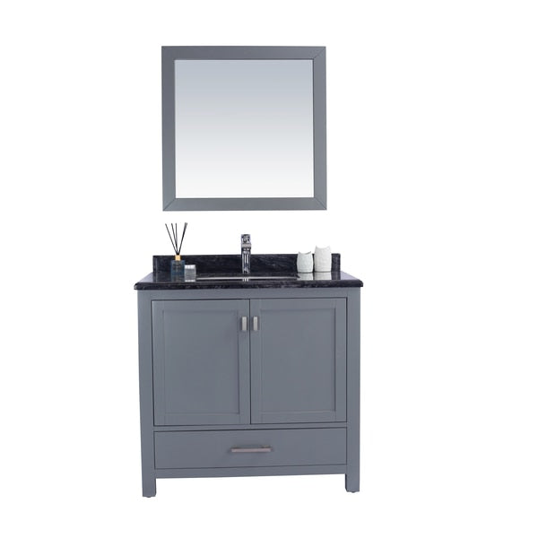 Wilson 36,  Grey Cabinet & Black Wood Countertop