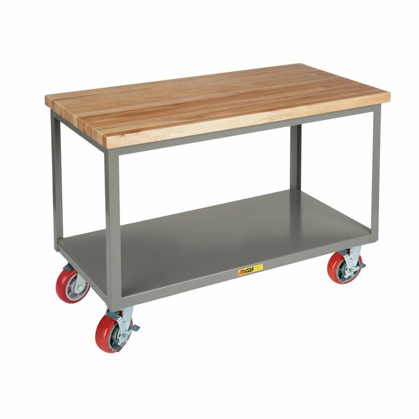 Mobile Table,  Butcher Block,  30" x 60",  3000 lbs. Cap,  Wheel Brakes
