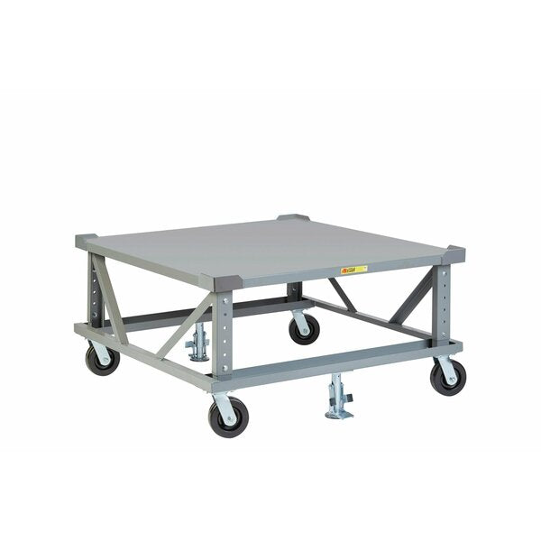 Adj. Height Mobile Pallet Stand,  48x48,  Solid Deck,  Load Retainers