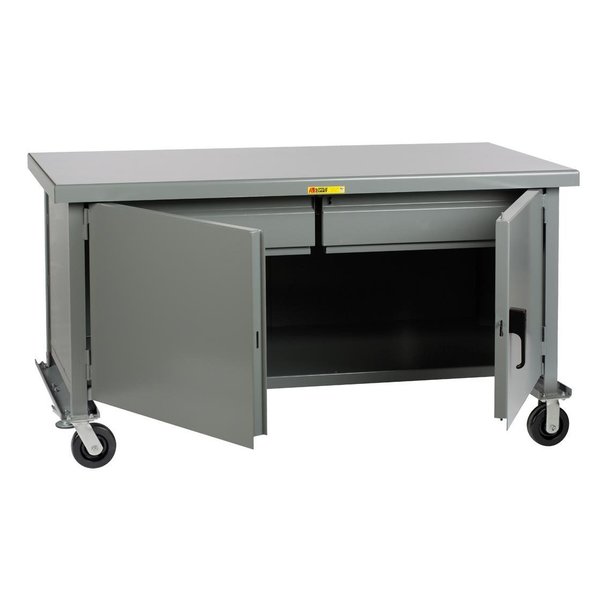 Mobile Heavy-Duty Cabinet Workbench,  3, 600 lb,  36" x 72",  Center Shelf