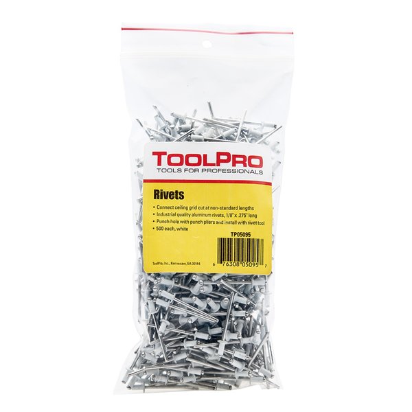 18 in White Aluminum Pull Rivets 500PK