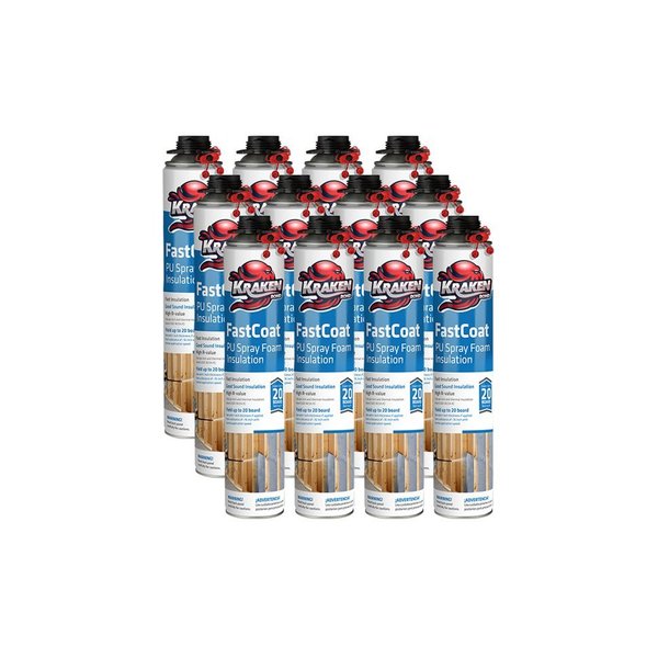 Krakenbond FastCoat Insulation Foam Spray,  27.1 oz. 12 Pack,  Gun Use,  12PK