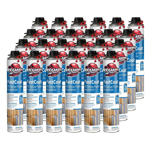 Krakenbond FastCoat Insulation Foam Spray,  27.1 oz,  24 Gun Use Cans,  24PK