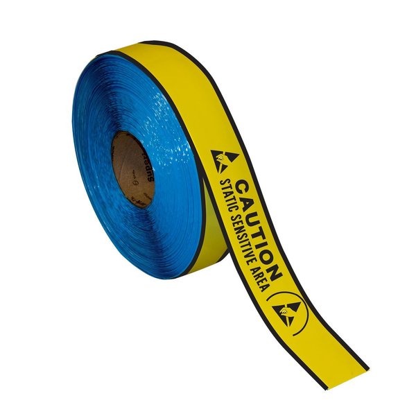Floor Marking Message Tape,  2in x 100Ft,  CAUTION STATIC SENSITIVE AREA