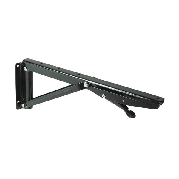 12 in 305mm Folding Support Bracket with Extension,  Black Finish