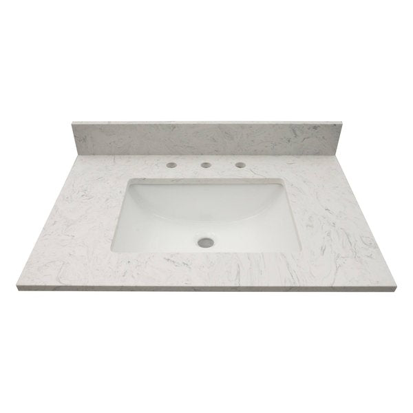 Carrara Sky 31"x22" Engineered Marble Vanity Top