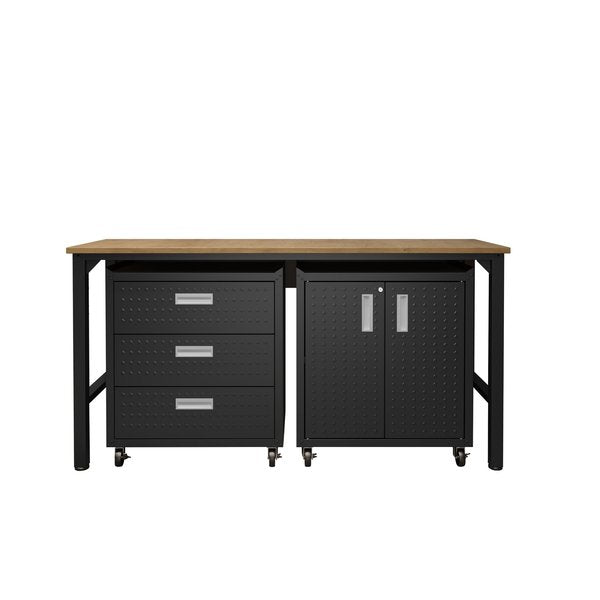 3-Piece Fortress Mobile Space-Saving Garage Cabinet and Worktable 3.0