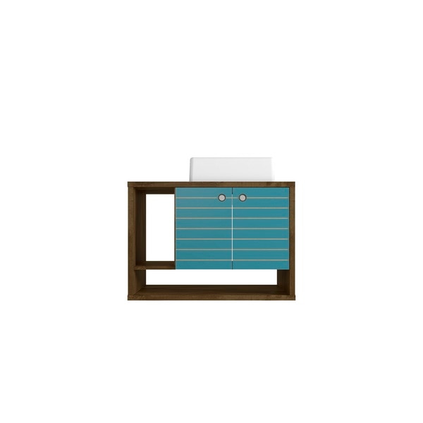 Liberty Floating 31.49 Bathroom Vanity Sink,  Brown and Aqua Blue