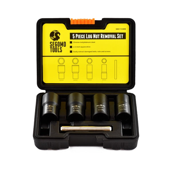 5 Piece Metric Lug Nut & Bolt Extractor Socket Set17mm -