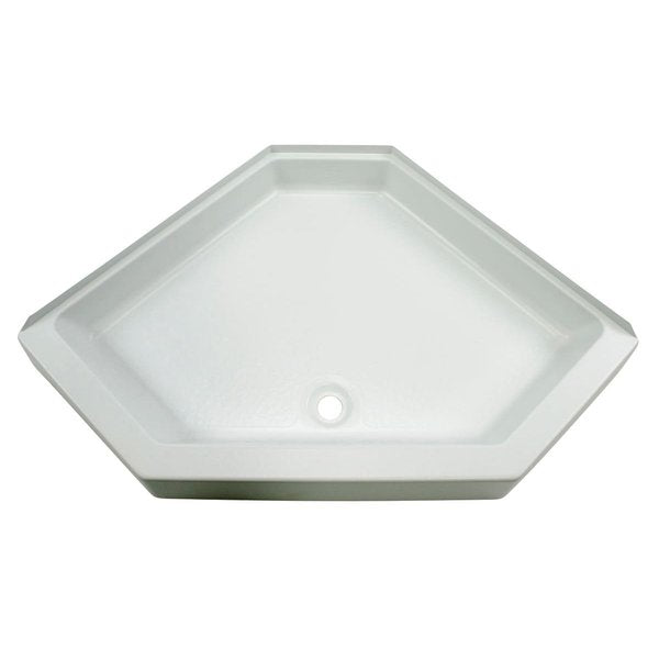 34IN X 34IN NEO ANGLE SHOWER PAN; CENTER DRAIN; 5IN APRON - WHITE