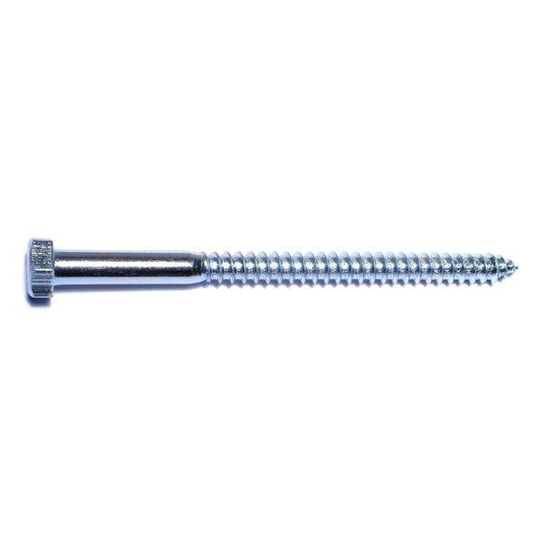 Lag Screw,  5/16 in,  4-1/2 in,  Steel,  Zinc Plated Hex Hex Drive,  50 PK