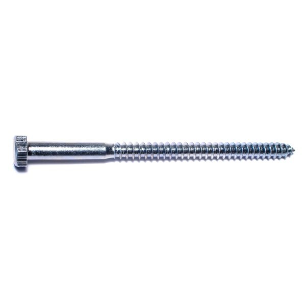 Lag Screw,  5/16 in,  5 in,  Steel,  Zinc Plated Hex Hex Drive,  50 PK