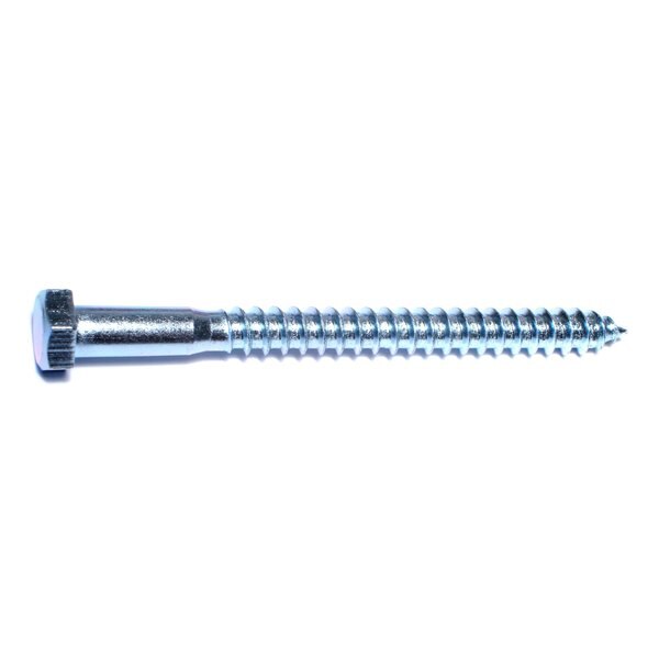 Lag Screw,  3/8 in,  4-1/2 in,  Steel,  Zinc Plated Hex Hex Drive,  50 PK