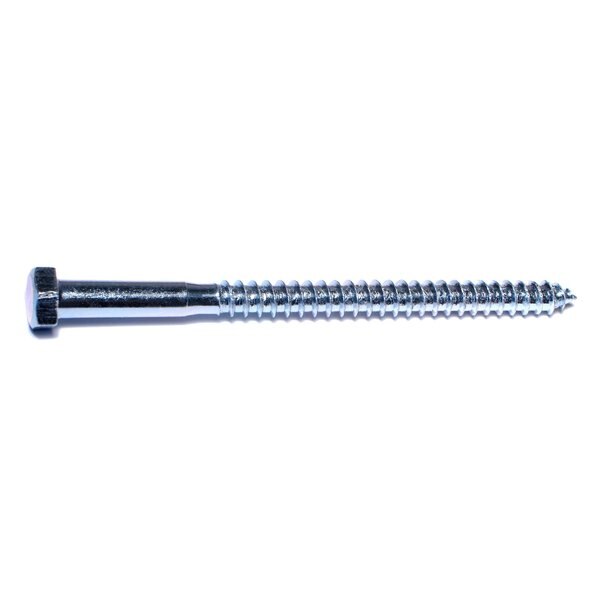 Lag Screw,  3/8 in,  5-1/2 in,  Steel,  Zinc Plated Hex Hex Drive,  50 PK