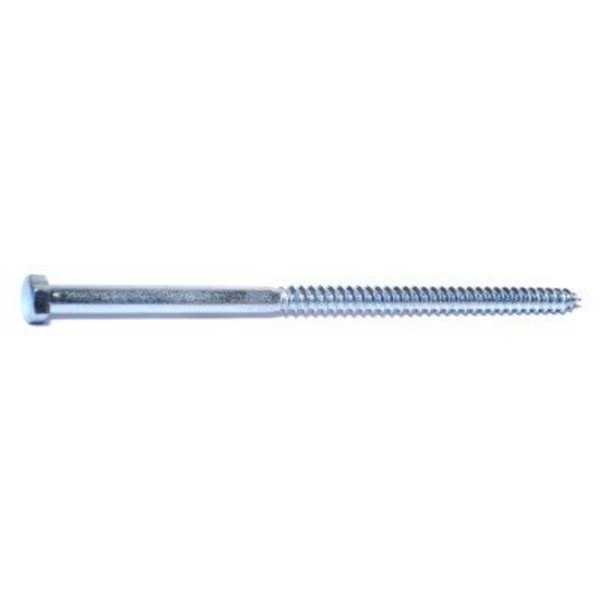 Lag Screw,  3/8 in,  8 in,  Steel,  Zinc Plated Hex Hex Drive,  50 PK