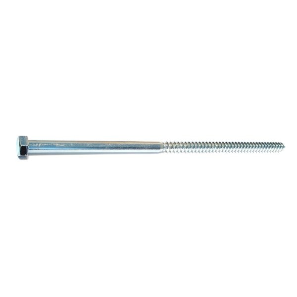 Lag Screw,  3/8 in,  10 in,  Steel,  Zinc Plated Hex Hex Drive,  50 PK
