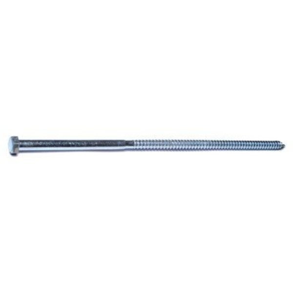 Lag Screw,  3/8 in,  12 in,  Steel,  Zinc Plated Hex Hex Drive,  50 PK