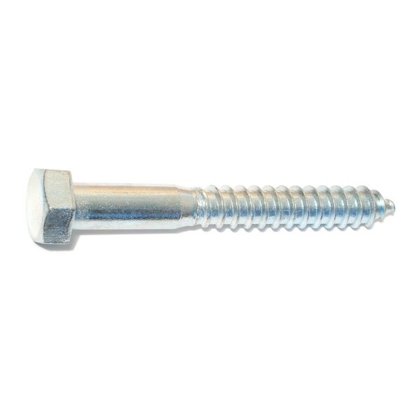 Lag Screw,  1/2 in,  4 in,  Steel,  Zinc Plated Hex Hex Drive,  25 PK