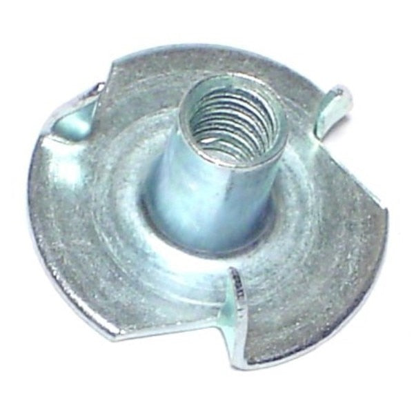 T-Nut,  3 Prongs,  #6-32,  Steel,  Zinc Plated,  100 PK