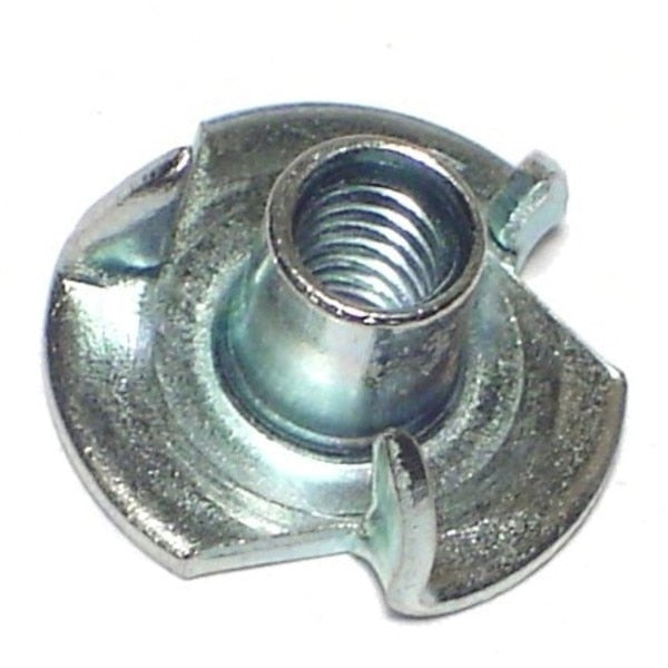 T-Nut,  3 Prongs,  #8-32,  Steel,  Zinc Plated,  100 PK
