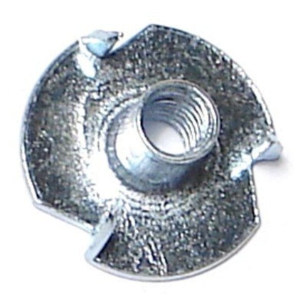 T-Nut,  3 Prongs,  #10-24,  Steel,  Zinc Plated,  100 PK